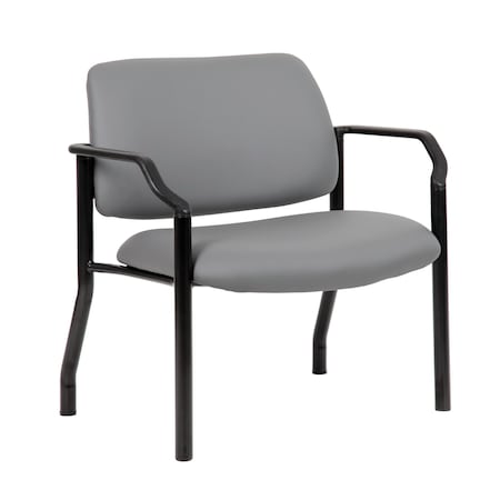 Boss Office Products Patient Guest Arm Chair, Black Steel Frame, Gray Antimicrobial Vinyl, 500 lb Capacity B9591AM-GY-500